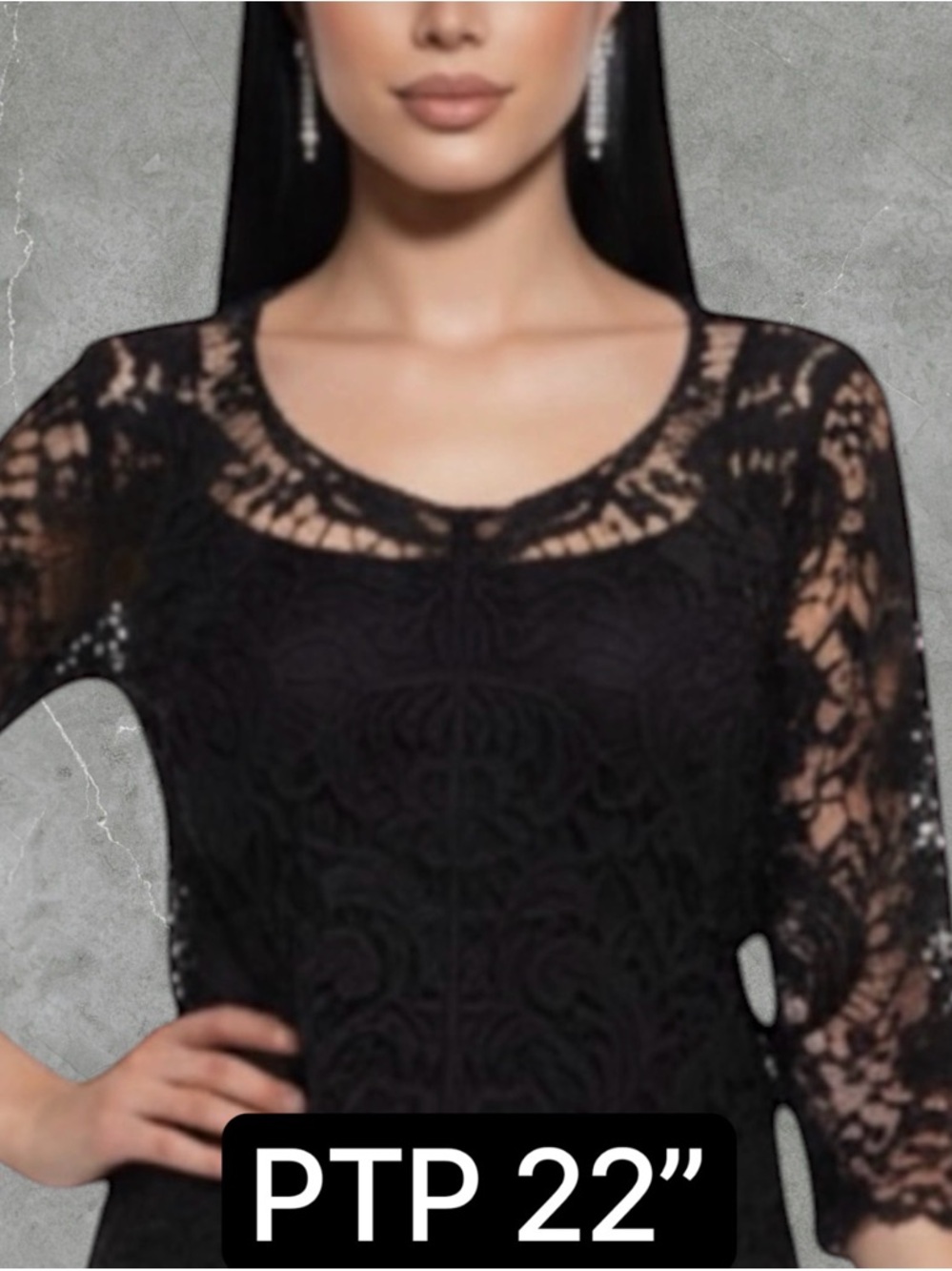2 for $30 ✅Plus Size Elegant Black Crochet Lace Blouse